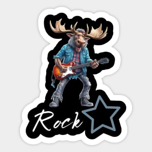 Rockstar Guitar Moose Music Sticker